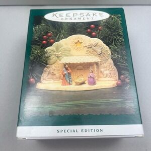 1996 Hallmark Keepsake O' Holy Night Nativity 4 Piece Display Mini Ornaments NIB